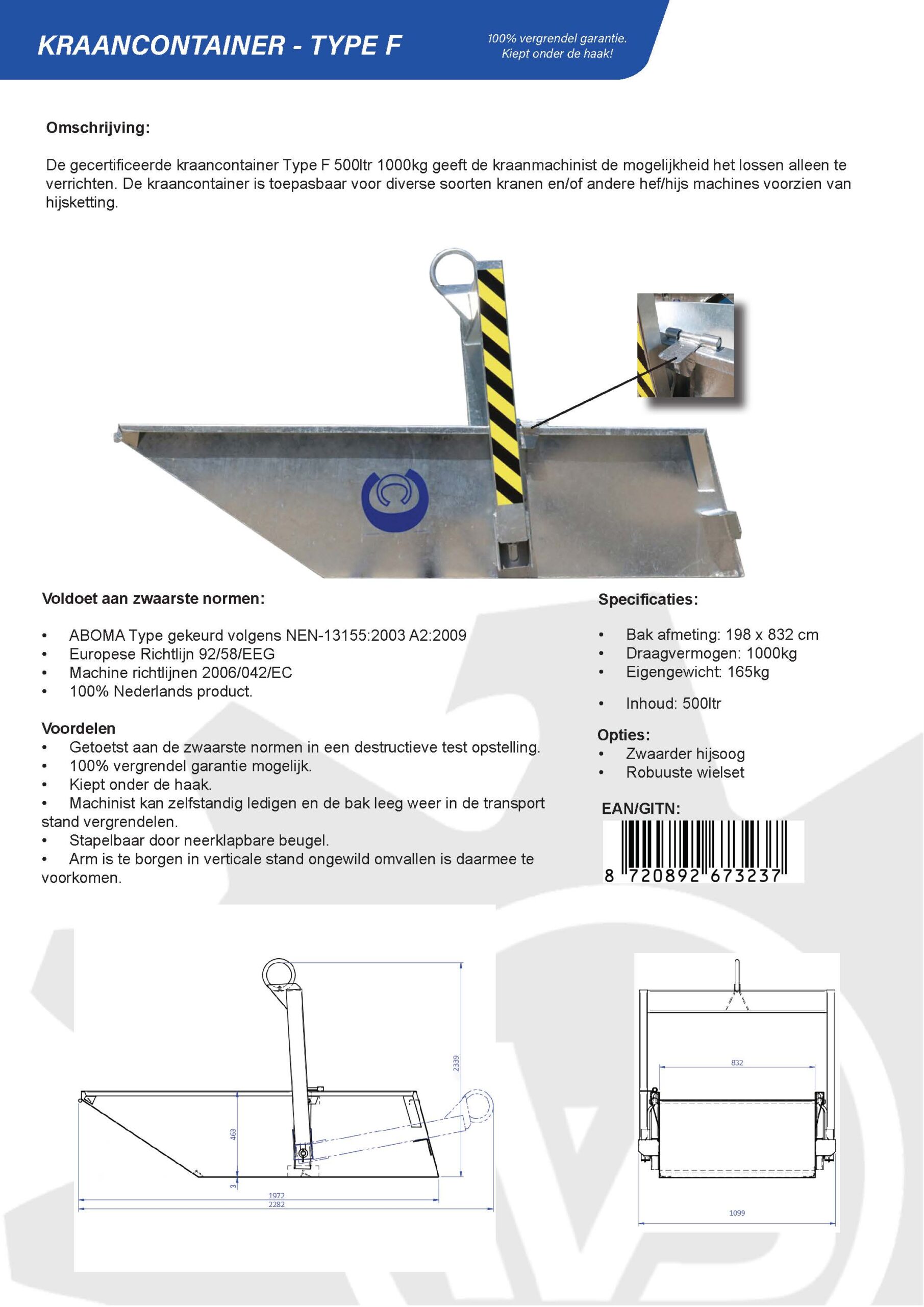 Kiepbak, stortschelp, benne_basculante, kraancontainer, cranecontainer, kantelcontainer